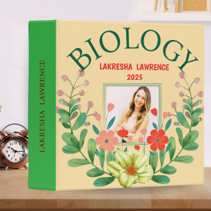 Biology Binder Girls Crean Cute Floral Custom Name