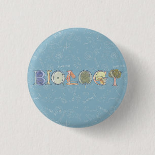 Biology diagram and typography blue button