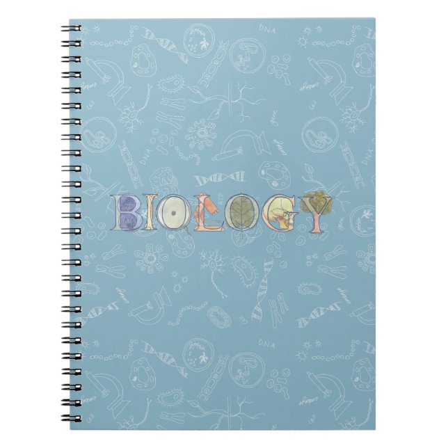 Biology diagram and typography blue notebook (Front)