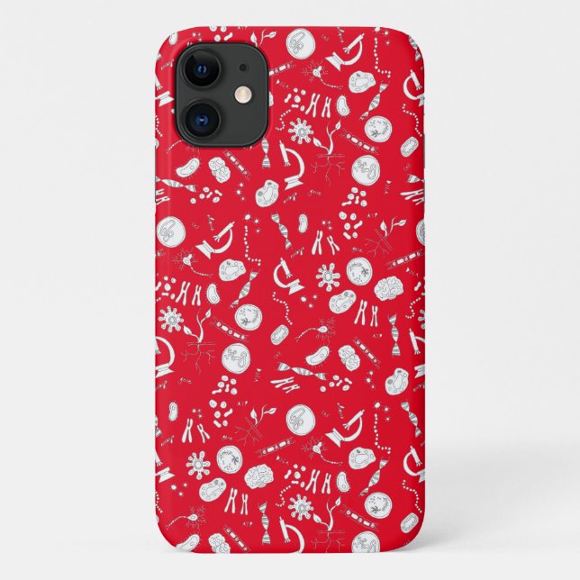 Biology diagram design white and red Case-Mate iPhone case (Back)