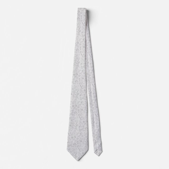 Biology diagram pattern black gray tie (Front)