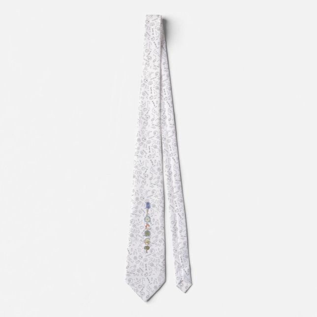 Biology diagram pattern black vertical typography  neck tie (Front)