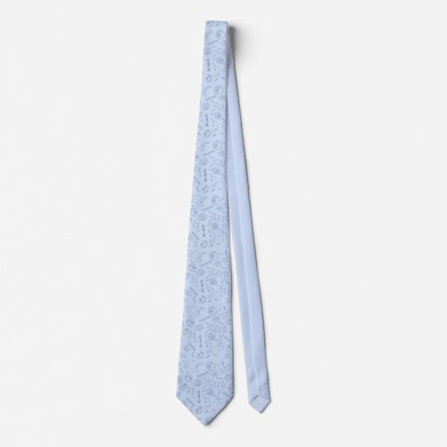 Biology diagrams design blue on blue neck tie (Front)