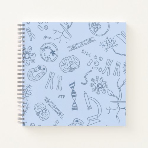 Biology diagrams design blue on blue notebook