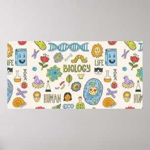 Biology. Hand drawn. Vintage illustration. Poster