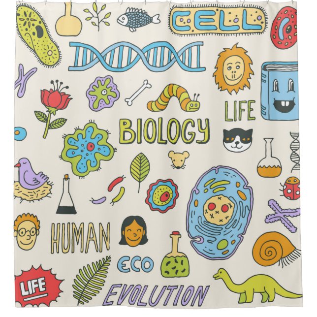 Biology. Hand drawn. Vintage illustration.  Shower Curtain (Front)