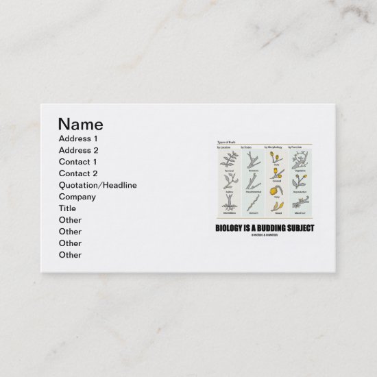 Biology Is A Budding Subject (Types Of Buds) Business Card