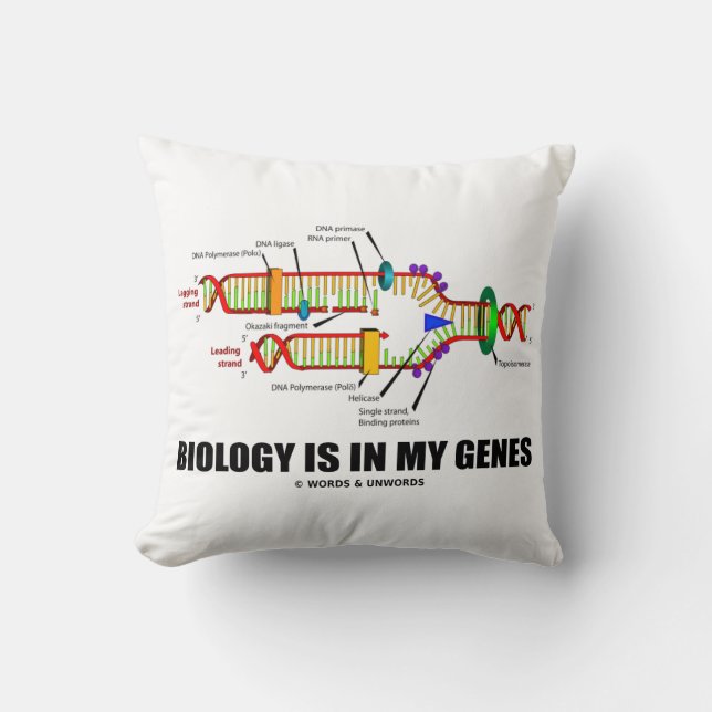 Biology Is In My Genes DNA Replication Humor Throw Pillow (Front)