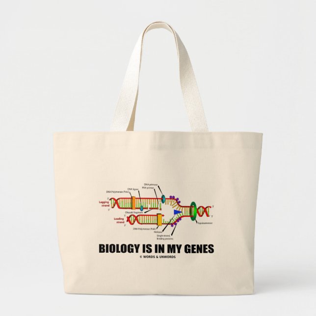 Biology Is In My Genes (DNA Replication) Large Tote Bag (Front)
