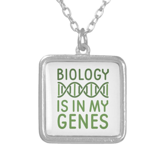 Biology Is In My Genes Silver Plated Necklace (Front)