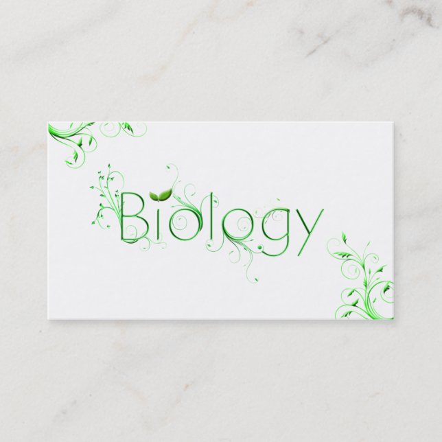 Biology Leaf Typography Business Cards (Front)