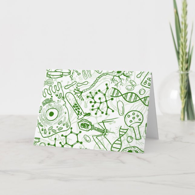 Biology Pattern Letterpress Thank You Card (Front)