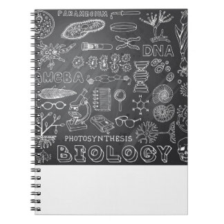 Biology Science Doodle in Gray Chalkboard Notebook