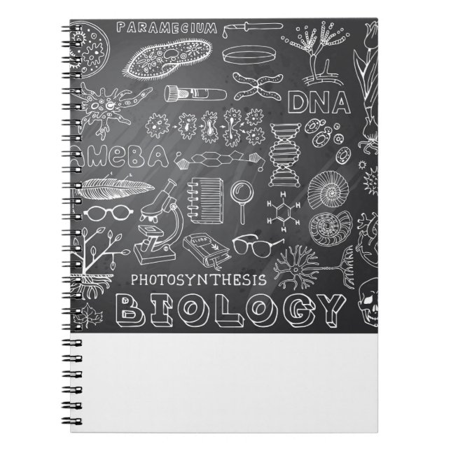 Biology Science Doodle in Gray Chalkboard Notebook (Front)