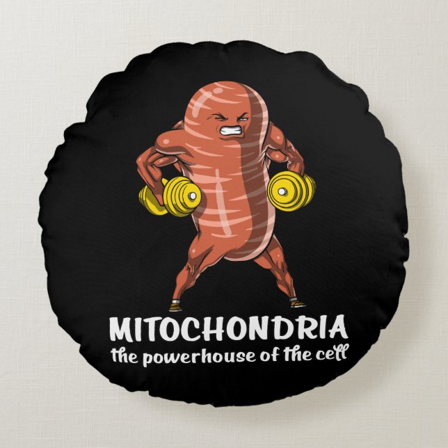 Biology Science Mitochondria Funny Joke Round Pillow (Front)
