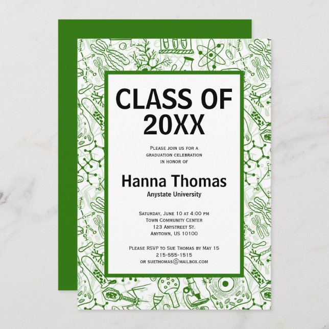 Biology Science Scientist Graduation Invitation (Front/Back)