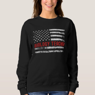 Biology Teacher USA Flag Profession Retro Job Titl Sweatshirt