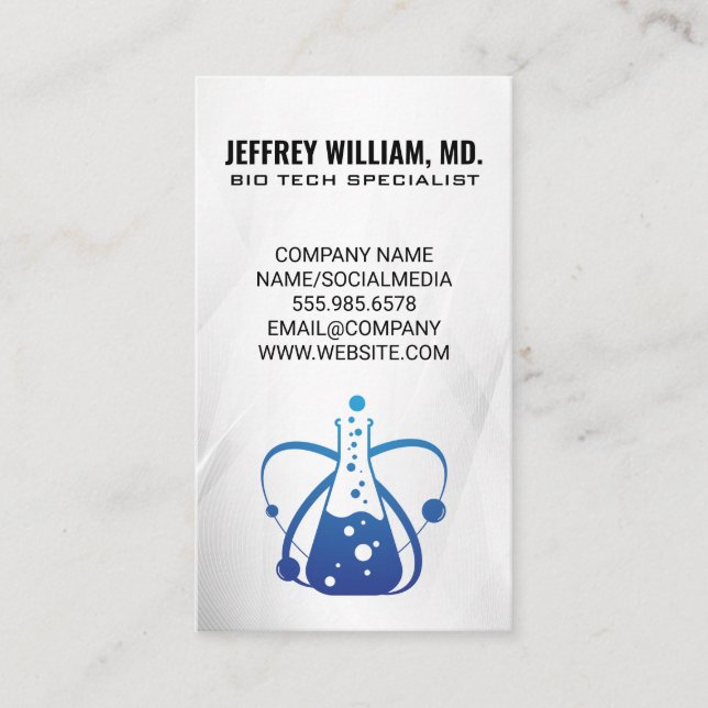 Biology Tech | Science Beaker Logo Business Card (Front)
