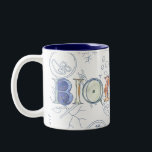 Biology typography and diagrams Two-Tone coffee mug<br><div class="desc">Original biology design created by me.
Show your love of the biological science in all areas of your life and home,  other sciences are available:)
Also available without lettering.</div>