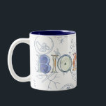 Biology typography and diagrams Two-Tone coffee mug<br><div class="desc">Original biology design created by me.
Show your love of the biological science in all areas of your life and home, other sciences are available:)
Also available without lettering.</div>