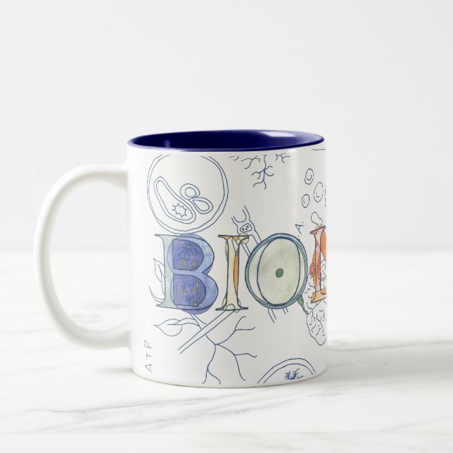 Biology typography and diagrams Two-Tone coffee mug (Left)