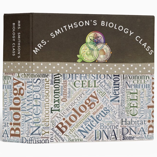 Biology Word Art (Neutral Colors) Classroom Binder (Front/Spine)