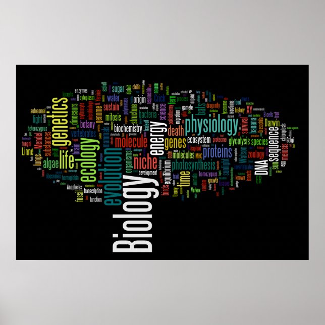 Biology Wordle No. 5 Black Poster (Front)