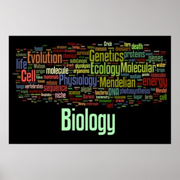 Biology Wordle No. 8 Black Poster