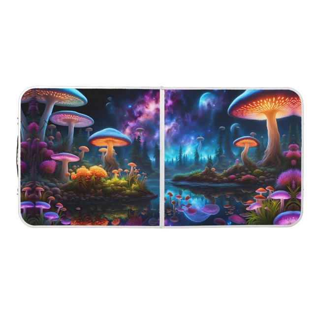 Bioluminescent Alien Mushrooms on A Distant Planet Beer Pong Table (Top)