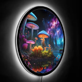 Bioluminescent Alien Mushrooms on A Distant Planet LED Sign (Angle)
