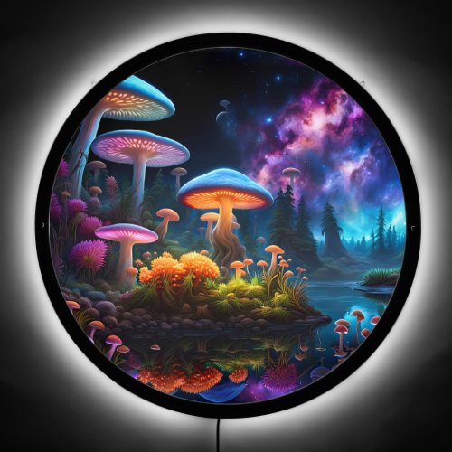 Bioluminescent Alien Mushrooms on A Distant Planet LED Sign