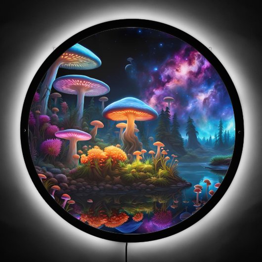 Bioluminescent Alien Mushrooms on A Distant Planet LED Sign (Front)