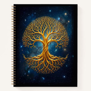 Bioluminescent Blue Tree Of Life Magical Fantasy Notebook