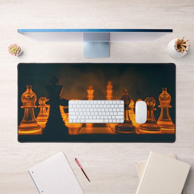 Bioluminescent Chess Scene Desk Mat - Glowing Eeri (Office 1)