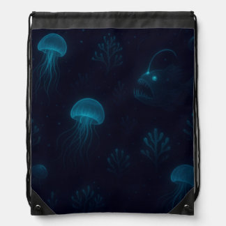 Bioluminescent Deep-Sea Glow Pattern DrawstringBag Drawstring Bag