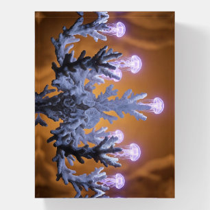 Bioluminescent Jellyfish Coral Chandelier Acrylic Paperweight