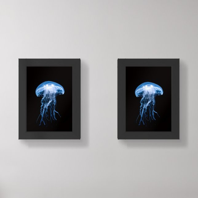 Bioluminescent Jellyfish | Deep Ocean Glow Wall Ar Art Sets (Front)