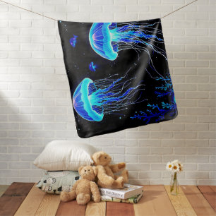 Bioluminescent Jellyfish Dream Baby Blanket