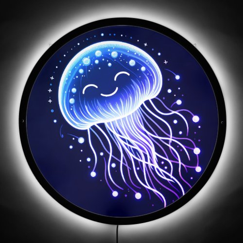 Bioluminescent Jellyfish Illustration LED Sign