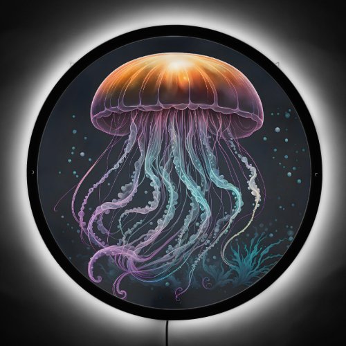 Bioluminescent Jellyfish in Ocean LED Sign