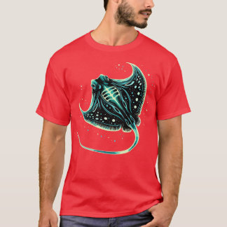 Bioluminescent Stingray Artwork Aquatic Ocean Gift T-Shirt
