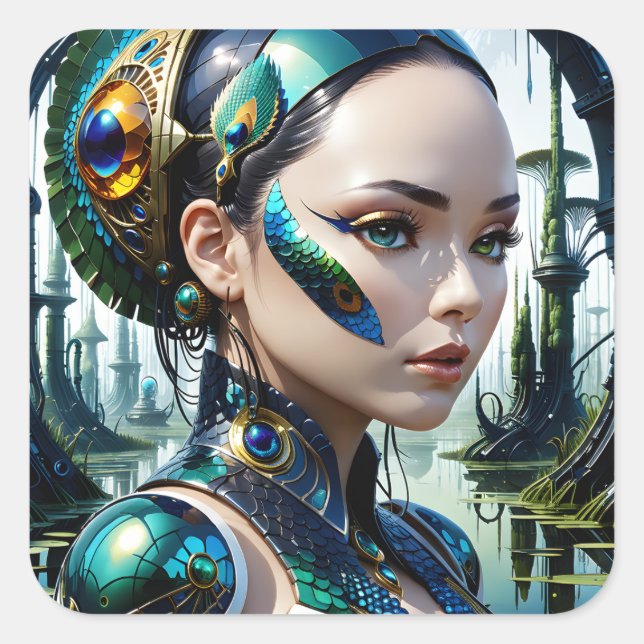 Biomechanical cybernetic giants are cybernetic bei square sticker (Front)