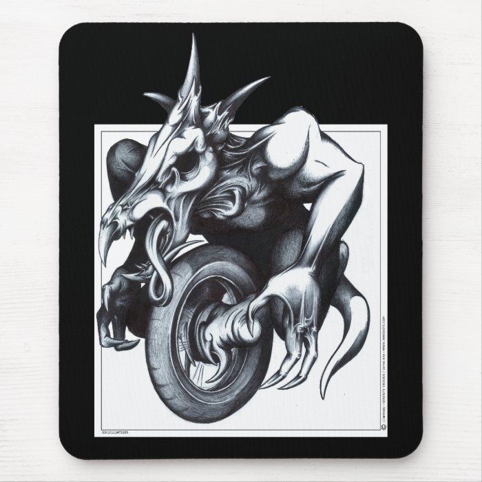 Biomechanical Draconic Unicycle Mouse Pad