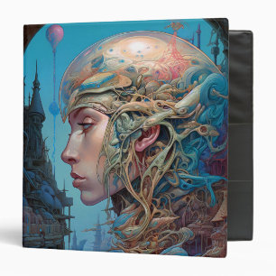 Biomechanical Head Surreal Sci-Fi Art 3 Ring Binder