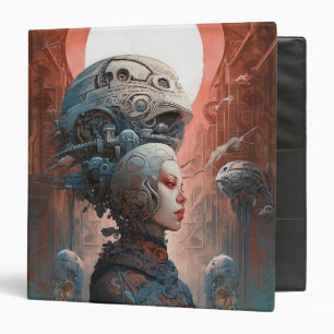 Biomechanical Head Surreal Sci-Fi Art 3 Ring Binder