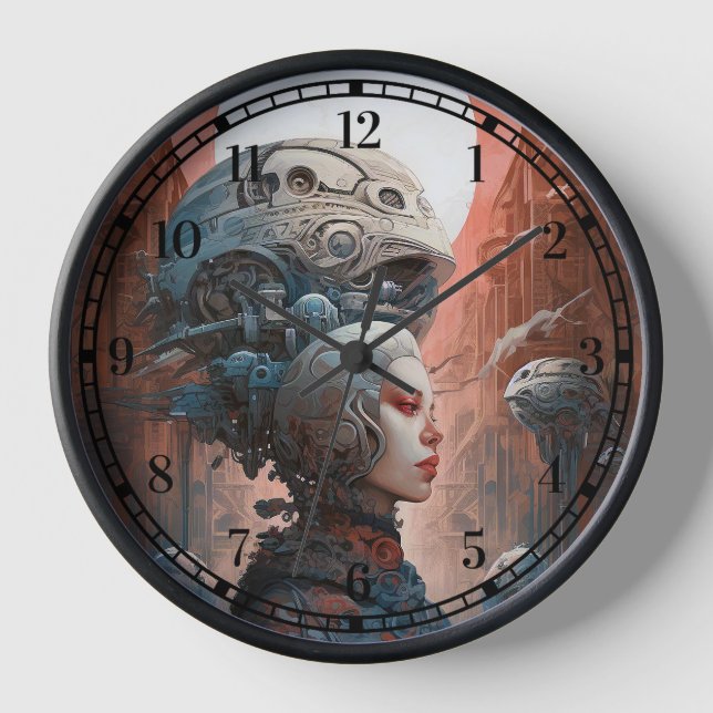 Biomechanical Head Surreal Sci-Fi Art Clock (Front)