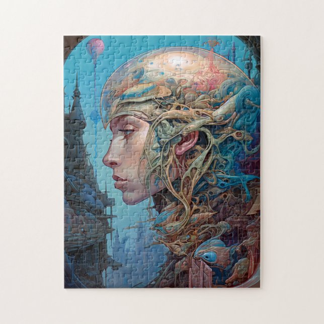 Biomechanical Head Surreal Sci-Fi Art Jigsaw Puzzle (Vertical)