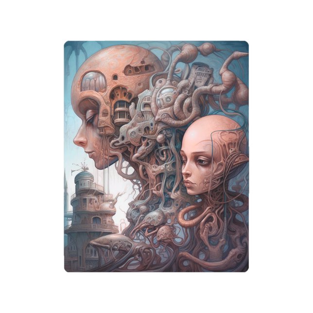 Biomechanical Heads Surreal Sci-Fi Art (Front)