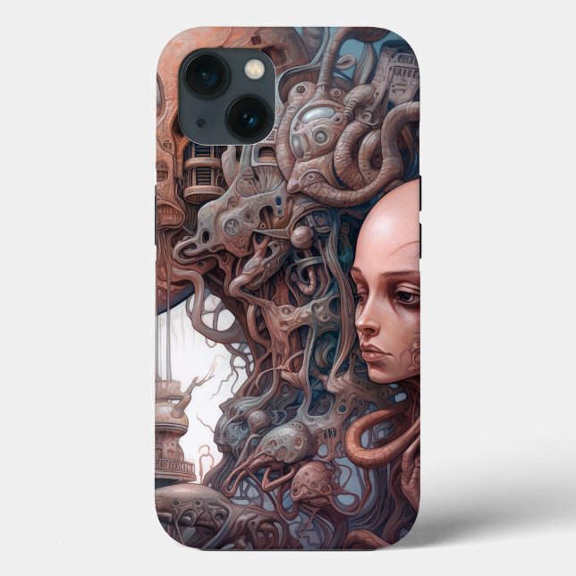Biomechanical Heads Surreal Sci-Fi Art Case-Mate iPhone Case (Back)
