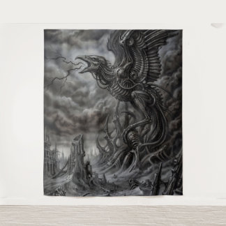 Biomechanical Thunderbird Summoning the Storm Tapestry